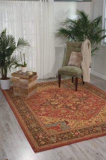 Nourison Living Treasures Persian Rust 5'6 x 8'3 Area-Rug Easy-Cleaning Non Shed