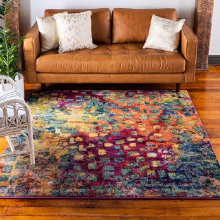 Unique Loom Jardin Collection Colorful Vibrant Abstract Modern Area Rug 12 ft 2 