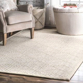 nuLOOM Suzanne Natural Textured Wool Area Rug 6' x 9' Cream