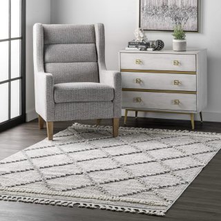 nuLOOM Lorden Textured Cable Trellis Tassel Area Rug 7' 10 x 10' 10 Beige