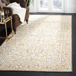 SAFAVIEH Chelsea Collection 8'9 x 11'9 Ivory/Gold HK11P Hand-Hooked French Count