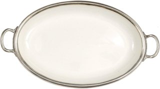 Arte Italica Tuscan Oval Tray with Handles White