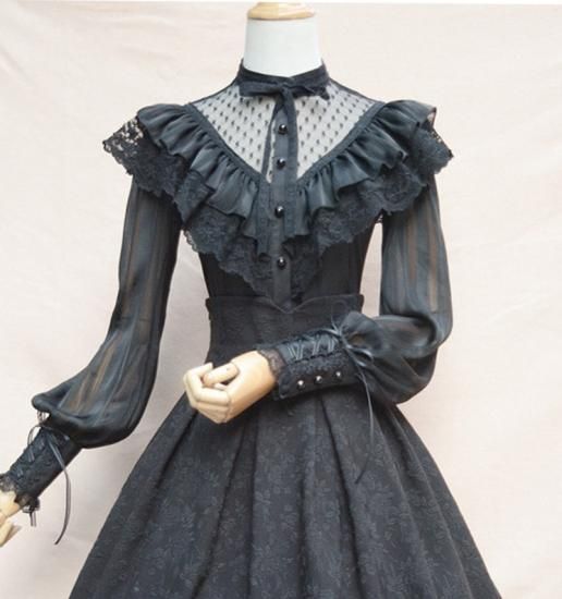 ゴスロリ・ロリータドレス かたまっ 上品 お嬢様 黒白コンビ