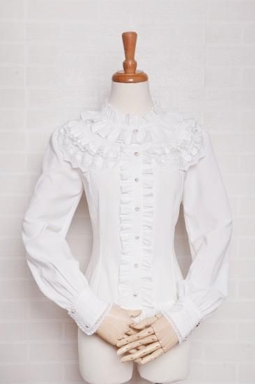 新品☆現品限り】姫袖ティアードフリル☆レースブラウス 白 新品☆現品限り】姫袖ティアードフリル☆レースブラウス 白