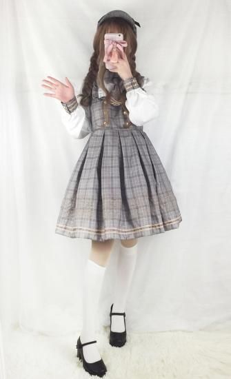 ロリータ 小熊探偵学院制服風 ワンピース ワンピのみ ネクタイ チェック柄 フリル ロリータファッション ロリィタ ロリータゴスロリ専門通販ショップluxury ラグジュアリー 安い価格で可愛いロリータワンピースを取り揃えています