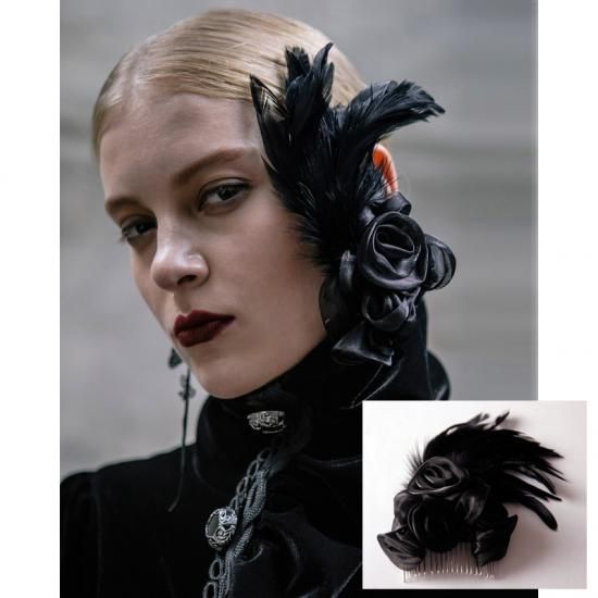 ロリータ 薔薇へアアクセサリー コーム ローズ ゴスロリ 黒ロリ 羽 ゴシック ブラック Cnalb452 ロリータゴスロリ 和ロリ専門通販ショップluxury ラグジュアリー 安い価格で可愛いこだわりのロリータワンピースを取り揃えています