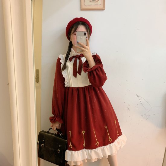 ロリータ 制服ロリータ お嬢様ワンピース ワンピのみ販売 マント別売り