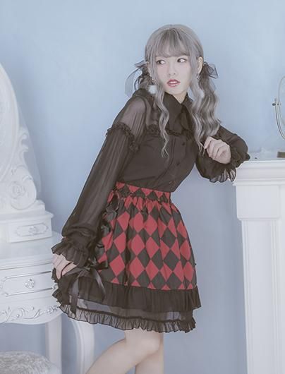 Dolly Delly 透け感 シースルーブラウス 長袖 レディース