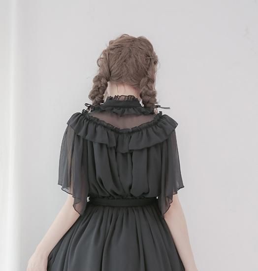 Dolly Delly ふんわりカラー フリルブラウス 半袖 シースルー ブラウスのみ リボン付き 透け フリル 春夏 レディース ロリータ 甘ロリ ロリータゴスロリ専門通販ショップluxury ラグジュアリー 安い価格で可愛いロリータワンピースを取り揃えています