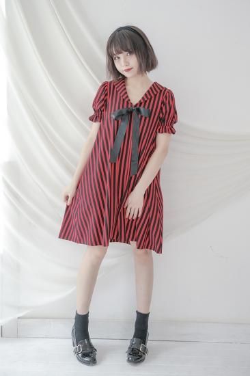 Dolly Delly ロリータワンピース ロリータドレス ロリータファッション Lolitaストライプ セーラーワンピース セーラー服 制服風 スモック ロリータ 甘ロリ カジュアル 半袖 ロリータゴスロリ和ロリ専門通販ショップluxury ラグジュアリー 安い価格で可愛いこだわりの