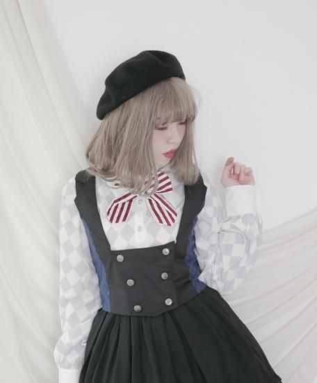 Dolly Delly ロリータファッション ゴシックロリータ Lolitaベスト 制服風 ロリータ ゴスロリ クラロリ 制服ロリータ 学生風 カジュアル クラシカル チェック柄 ロリィタ ゴスロリ 和ロリ 華ロリ専門通販ショップluxury ラグジュアリー 安い価格で可愛いこだわりの