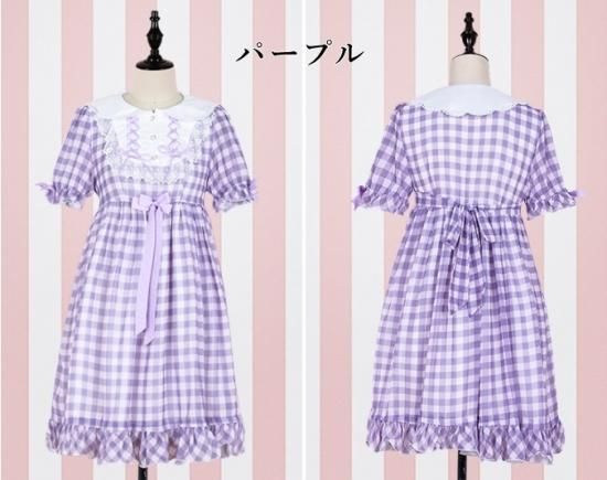 ♥*様 MILK ギンガムチェック 半袖ワンピース　ミニ　ロリィタ 楽天市場】ロリータ ワンピース ギンガムの通販
