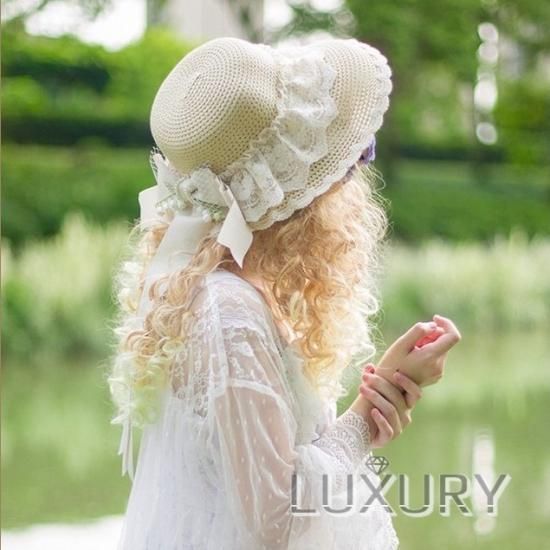 ロリータ Sweet Dreamer Vintage リボンレース麦わら帽子 クラシカル 春夏 ストローハット クラロリ 甘ロリ Loli1292 ロリータゴスロリ専門通販ショップluxury ラグジュアリー 安い価格で可愛いロリータワンピースを取り揃えています