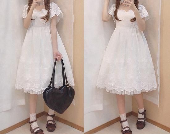 ロリータファッション ロリータ Lulu S Garden Swan Lakeハイウエストワンピース 半袖 白ロリ 夏物 お嬢様 甘ロリ レース Loli1337 ロリータゴスロリ和ロリ専門通販ショップluxury ラグジュアリー 安い価格で可愛いこだわりのロリータワンピースを取り揃えています