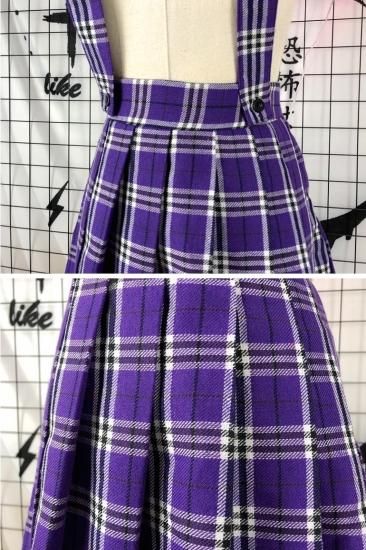 ゴスロリ パープル チェック柄 プリーツスカート ミニスカート