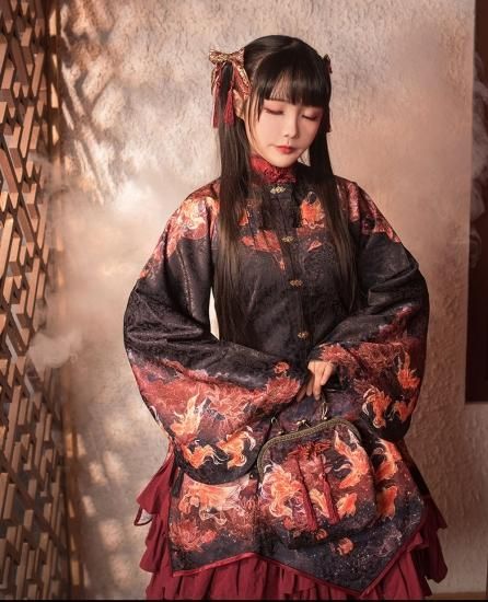 ロリータ 中華ロリータ Qilolita 華ロリ 羽織 花柄 金魚