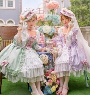 受注生産】ロリータ ヨーロピアン デザイン 5分袖 ワンピース 膝丈 姫