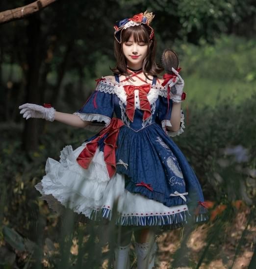 受注生産納期40日 Milu Forest 白雪姫 デザイン 半袖ワンピース ネイビー 膝丈ワンピース 甘ロリ 可愛い リボン フリル フレア Loli ロリータゴスロリ専門通販ショップluxury ラグジュアリー 安い価格で可愛いロリータワンピースを取り揃えています 受注生産納期40日 Milu Forest 白雪姫 デザイン 半袖ワンピース ネイビー 膝丈ワンピース 甘ロリ 可愛い リボン フリル フレア Loli ロリータゴスロリ専門通販ショップluxury ラグジュアリー 安い価格で可愛いロリータワンピースを取り揃えています