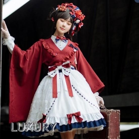 Nyanya 和ロリ 着物風 ミドル丈 ガウン 羽織 カーディガン ワインレッド 無地 レース 上品 アウター 秋冬 Loli ロリータゴスロリ専門通販ショップluxury ラグジュアリー 安い価格で可愛いロリータワンピースを取り揃えています Nyanya 和ロリ 着物風 ミドル丈 ガウン 羽織 カーディガン ワインレッド 無地 レース 上品 アウター 秋冬 Loli ロリータゴスロリ専門通販ショップluxury ラグジュアリー 安い価格で可愛いロリータワンピースを取り揃えています