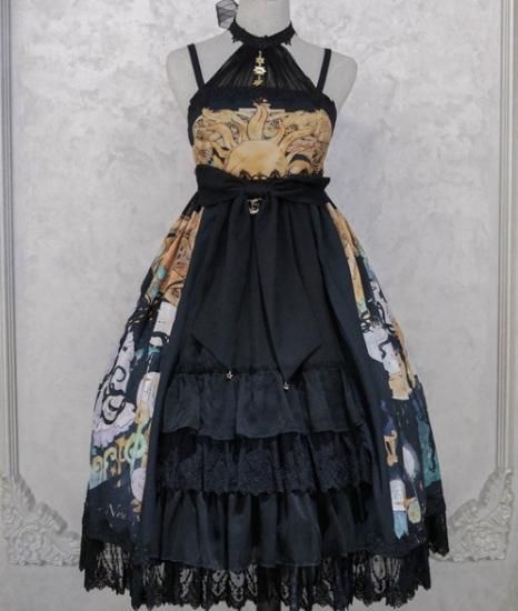 納期40日】NyaNya 太陽と月 ホルダーネック ミモレ丈 ワンピース