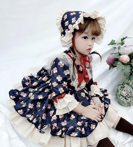 ロリータ キッズ ワンピース ドレス フリル リボン ネイビー かわいい こども服 チュール 靴 プリント ロリータファッション Loli96 ロリータゴスロリ専門通販ショップluxury ラグジュアリー 安い価格で可愛いロリータワンピースを取り揃えています