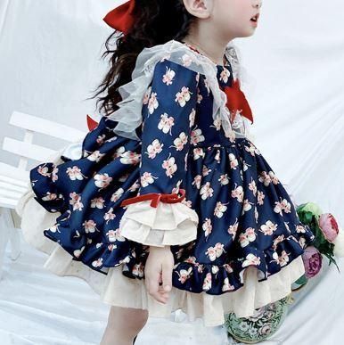 ロリータ キッズ ワンピース ドレス フリル リボン ネイビー かわいい こども服 チュール 靴 プリント ロリータファッション Loli96 ロリータゴスロリ専門通販ショップluxury ラグジュアリー 安い価格で可愛いロリータワンピースを取り揃えています