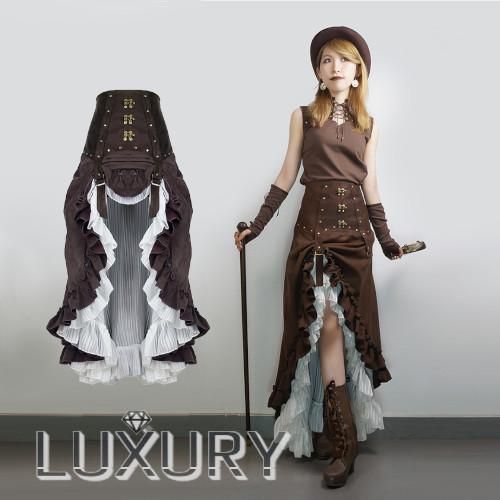 スチームパンク スカート アシンメトリー steampunk ブラウン
