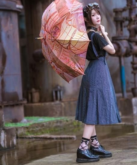 スチームパンク チェックスカート 2枚セット かわいい ゴスロリ