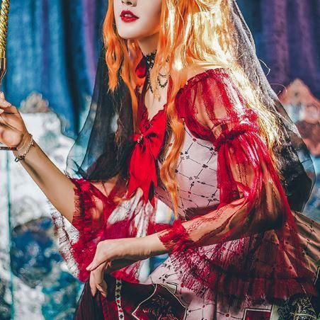 ロリータ ブラウス トップス ワイン フリーサイズ チュール オフショルダー セクシー 透け感 ゴシック フリル 長袖 春夏 かわいい おしゃれ ショート丈 インナー レイヤード ゴ Loli2302 ロリータゴスロリ専門通販ショップluxury ラグジュアリー 安い価格で可愛い