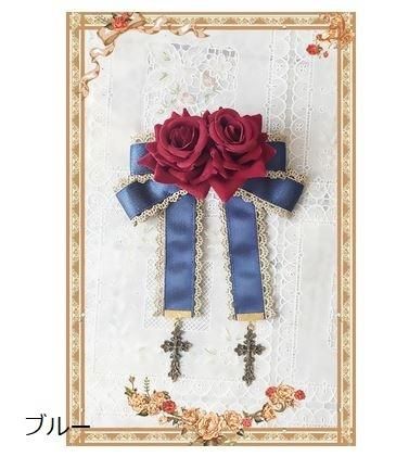 ロリータ ブローチ3色 ブルー ワイン ゴールド 薔薇 ローズ お花 フラワー 十字架 クロス 通年 アンティーク かわいい リボン フリル レトロ クラシカル ゴスロリ ロリータフ Loli2338 ロリータゴスロリ専門通販ショップluxury ラグジュアリー 安い価格で可愛いロリータ