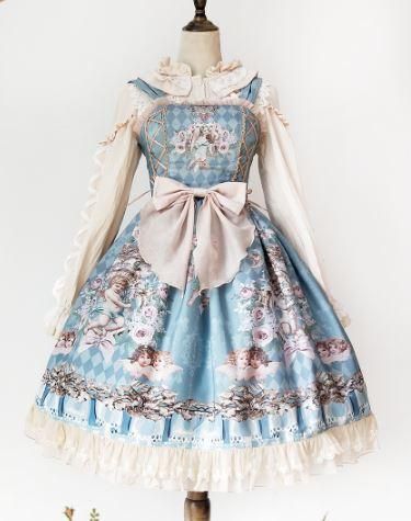 ロリータ エンジェル ジャンスカ4色 薔薇 天使 フラワー ミディアム ひざ丈 フリル リボン レースアップ フレア かわいい ドレス パーティ 春夏 人気 トレンド 甘ロリ Loli2467 ロリータゴスロリ専門通販ショップluxury ラグジュアリー 安い価格で可愛いロリータ