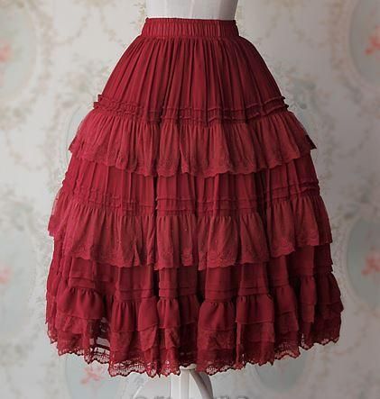 ロリータ インナースカート パニエ レッド ロング ウエストゴム ミディアム ひざ下丈 レース ふんわり フレア フリル ゆったり かわいい フリーサイズ 着回し 万能 通年 ドレス Loli2536 ロリータゴスロリ専門通販ショップluxury ラグジュアリー 安い価格で可愛い