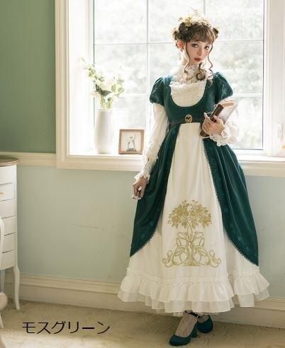 ロリータ リース ワンピース3色 春夏 ロング マキシ ドレス クラシカル 刺しゅう フレア クラロリ 姫ロリ モスグリーン ピンク グリーン 大きいサイズ フリル 半袖 パフ袖 Loli2678 ロリータゴスロリ専門通販ショップluxury ラグジュアリー 安い価格で可愛いロリータ