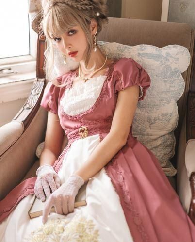 ロリータ リース ワンピース3色 春夏 ロング マキシ ドレス