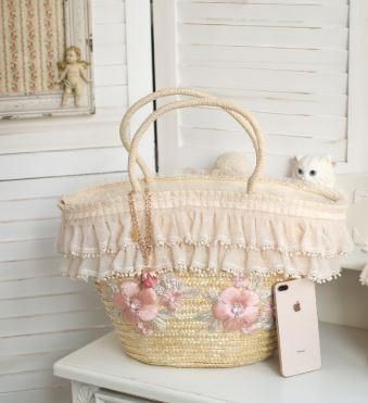 ロリータ Sweetdreamer フラワー 刺繍 かごバッグ Lolita ナチュラル バスケット フラワー 刺しゅう お花 花柄 レース フリンジ タッセル トートバッグ かわいい 春夏 ロリータゴスロリ専門通販ショップluxury ラグジュアリー 安い価格で可愛いロリータワンピースを