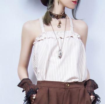 ロリータファッション Steampunk ブラウス のみ ゴスロリ パンク スチームパンク Steampunk カジュアルロリータ プリント パンク ゆったり 楽ちん ノースリーブ ビスチェ ロリータゴスロリ専門通販ショップluxury ラグジュアリー 安い価格で可愛いロリータワンピースを