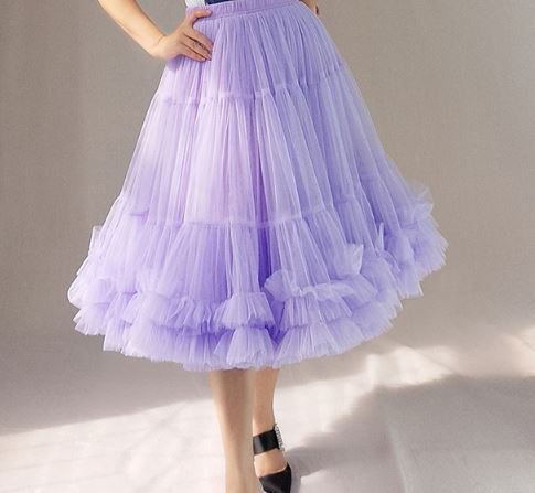 ワコールディア フレアスカート ひざ丈 チュール M-60 ベージュ 紫