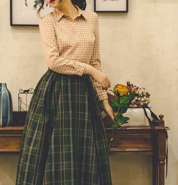 セミロリータ ブラウス チェック柄 リボン リボンタイ付き 長袖 レトロ 古風 かわいい ガーリー ナチュラル カジュアル フェミニン 上品 レディースファッション 春 春物 春コーデ 春服 秋 秋物 ロリータゴスロリ専門通販ショップluxury ラグジュアリー 安い価格で