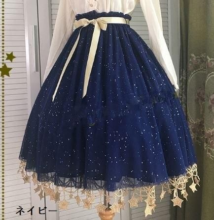 ロリータファッション ペチコート 甘ロリ 姫ロリ スカート 5色 無地 星