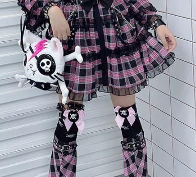 Diamond Honey パンク カジュアルロリータ 靴下 ソックス チェック柄 プリント パンク メイド メイドさん メイド風 かわいい ロリータファッション ロリィタ ロリータゴスロリ専門通販ショップluxury ラグジュアリー 安い価格で可愛いロリータワンピースを取り揃えています