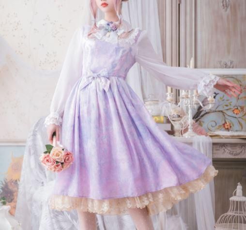 送料無料 Pretty 花柄 バラ ワンピース サックス ピンク 水色 ロリィタ ロリータ 21正規激安 Www Hoxielandscape Com