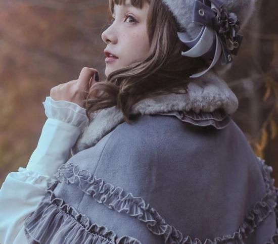 ロリータ つけ襟 マフラー ストール かわいい ラビットファー リボン