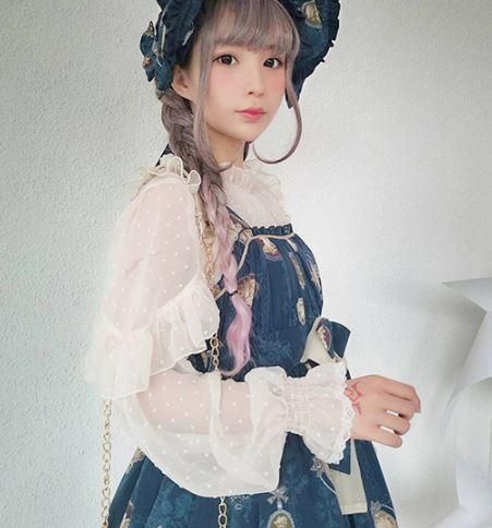 ロリータ シースルー ブラウス 5色 甘ロリ 姫ロリ チュール ドット ハイネック フリル 大きいサイズ サイズ豊富 ふんわり 長袖 かわいい 重ね着 レイヤード キュート イベント 秋冬 パーティ ロリータゴスロリ専門通販ショップluxury ラグジュアリー 安い価格で可愛い