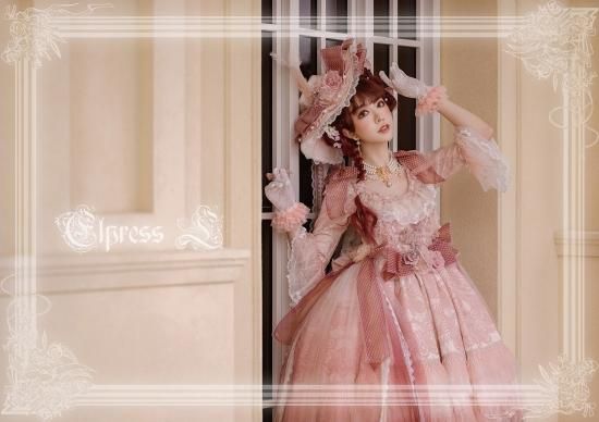 ロリータ アシンメトリー ドレス+帽子セット 通年 ピンク ロリータ アシンメトリー ドレス+帽子セット 通年 ピンク