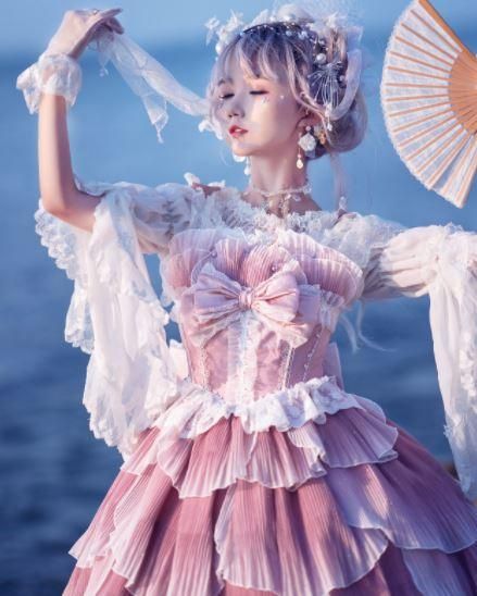 ロリータ ジャンスカ 3色 Jsk ふんわり ドレス 通年 マーメイド 人魚 人魚姫 かわいい フレア 長さ調節 鱗 ウロコ リボン フリル パーティ イベント ハロウィン 華やか エレガント ロリィタ ゴスロリ 和ロリ 華ロリ専門通販ショップluxury ラグジュアリー 安い価格で