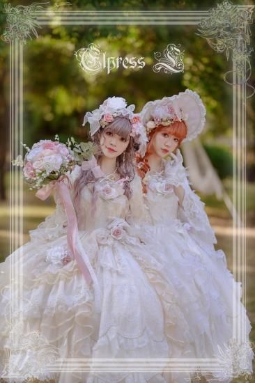 ロリータ ドレス＋ボンネット＋バッグ セット 4色 通年 青木