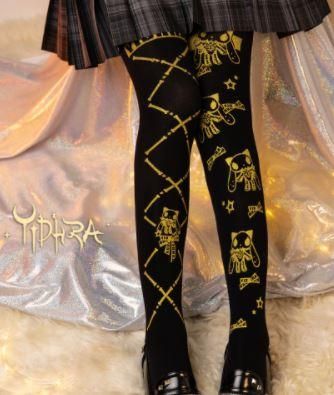 タイツ 3色 ストッキング 春秋 80デニール かわいい バイカラー プリント 甘ロリ ゴシック クラロリ カジュアル 万能 美シルエット おしゃれ フリーサイズ ゴスロリ ロリータ ロリィタ ゴスロリ 和ロリ 華ロリ専門通販ショップluxury ラグジュアリー 安い価格で可愛い