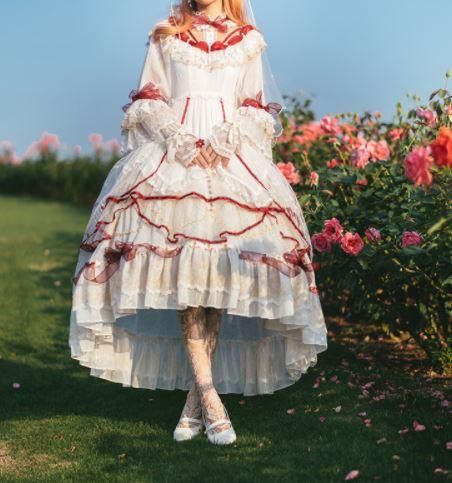 ドレスワンピース クラシカル クラロリ 通年 春夏 長袖 リボン ふんわり ふわふわ フレア ロング マキシ フリル エレガント 姫ロリ ロココ調 パーティ お茶会 華やか ドレス 撮影 イベント ロリータゴスロリ専門通販ショップluxury ラグジュアリー 安い価格で可愛い