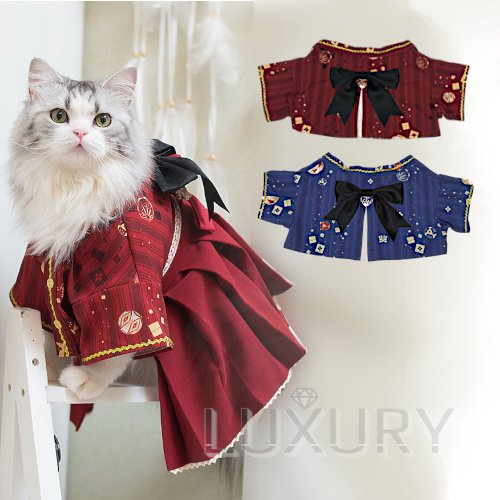 猫コスチューム 和服 和ロリ 着物 上着 羽織り かわいい リボン 