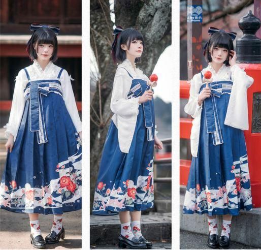 和ロリ 袴風 ジャンスカ 4色 NyaNya 通年 春夏 春秋 かわいい 和服 和